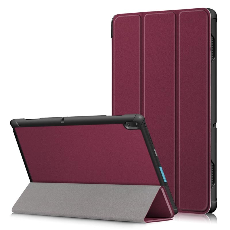 For Lenovo Tab E10 TB-X104F Case Tri-Fold Flip Stand Magnetic Cover Tab E10 E 10 X104 X104f Tablet TabE10 Solid Color Shell: Jujube Red