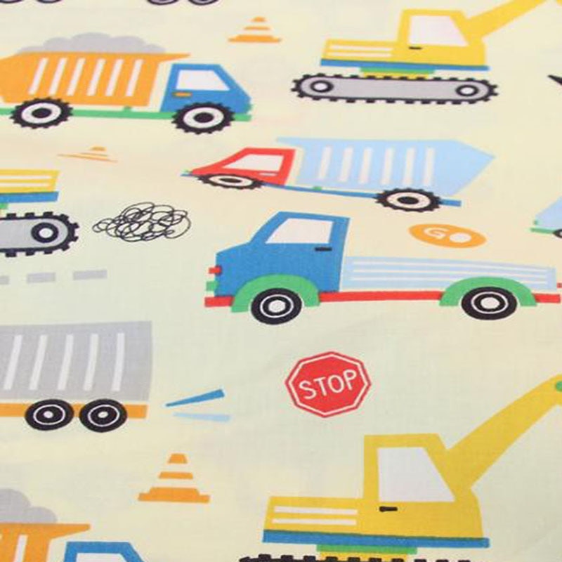 160cm breedtes diverse cartoon bouwvoertuigen auto's vrachtwagen bedrukt 100%  katoenen stoffen auto patchwork quilt beddengoed kussen