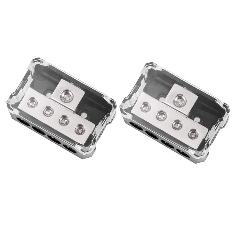 4 Way Power Distribution Block 1X 0/2/4 AWG in 4X 4/8/10 Out Amp Power Distribution Block for Car Amplifier Audio 2 Pack