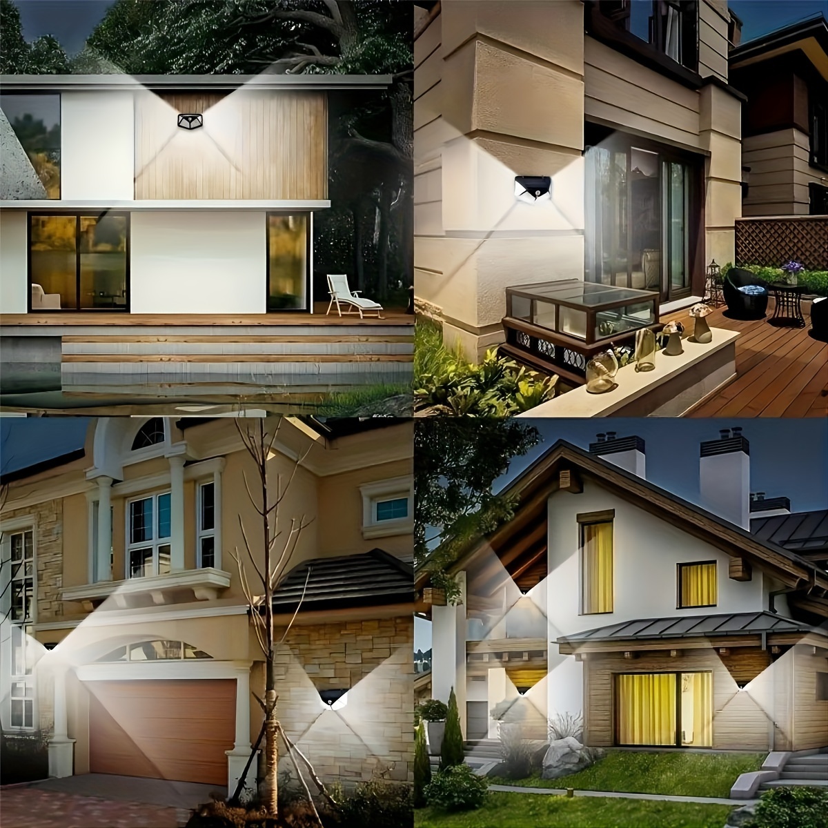 Applique Murale Solaire à 100 LED, 4 Côtés, avec Détecteur de Mouvement, Imperméable, pour Jardin, Cour Extérieure, 1 à 12 Pièces
