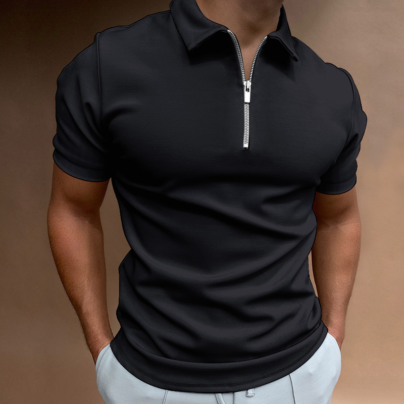 Camisa polo masculina de verão, cor sólida, manga curta, gola virada para baixo, zíper, camisetas e para homens, casual, streetwear, novos tops masculinos: M / Verde