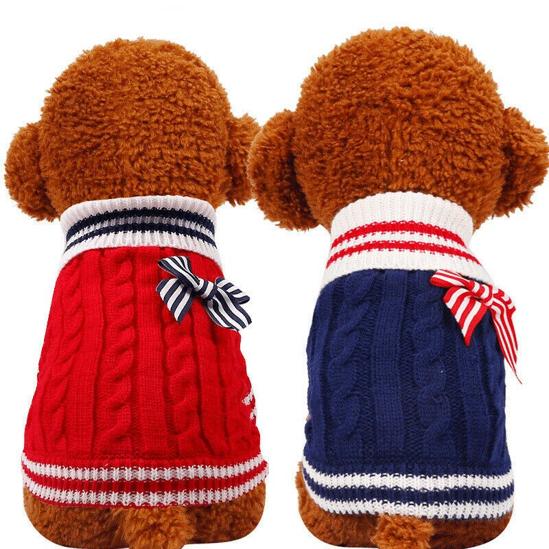 Hond Trui Puppy Dog Pet Cat Warm Marine Trui Strikje Geruite Kat Hond Trui Teddybeer Kleine Hond Kleding