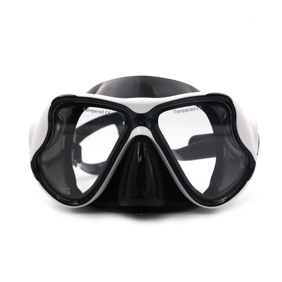 Ailloma dykningsbriller silikone anti-tåge svømningsmaske voksen hærdet glas linse sportsudstyr briller: Am708 sort-hvid