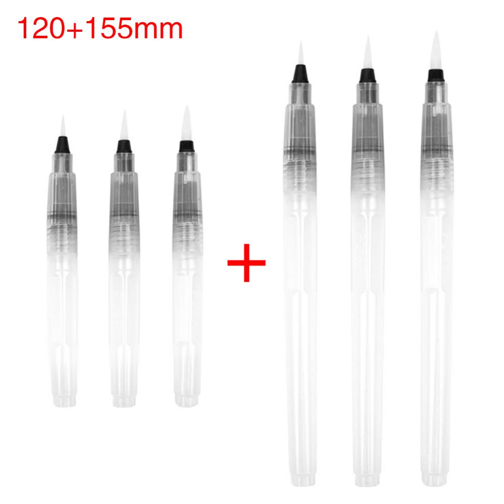 Pincel de pintura rellenable, 3/6 Uds., pincel de con depósito de agua para acuarela, lápiz de tinta para pinceles de acuarela suave para pintar dibujo y caligrafía, suministros de arte: 120mm and 155mm