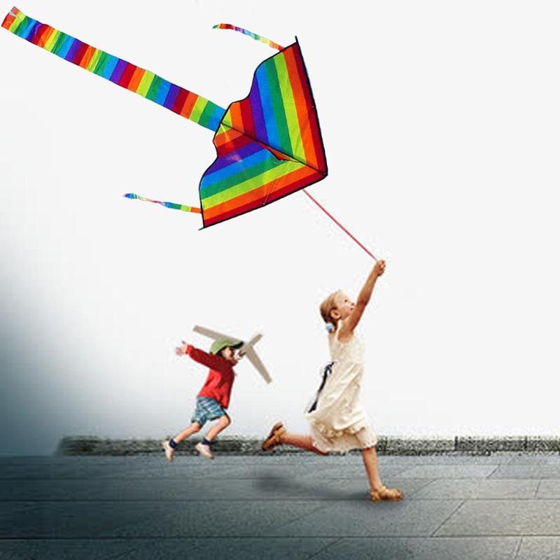 freundlicher Spielzeug Drachen Bunte Regenbogen Streifen Von Lange-angebunden Tuch Mit 30m Drachen Linie