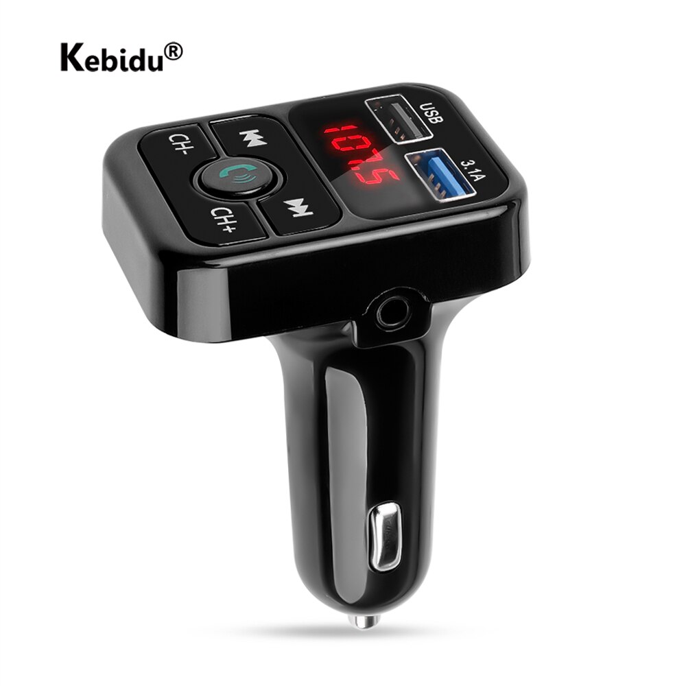 Kebidu Bluetooth Handsfree Car Kit Dual Usb Car Charger Audio Ontvanger Voltage Display Mobiele Telefoon Oplader Auto MP3 Speler