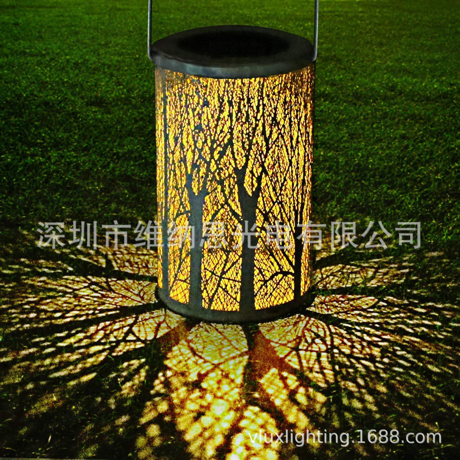 Led Solar Projectie Lamp Lantaarn Opknoping Zonne-verlichting Outdoor Tuinverlichting Metalen Waterdichte Tafellamp Woondecoratie: Bronze Tree Trunk