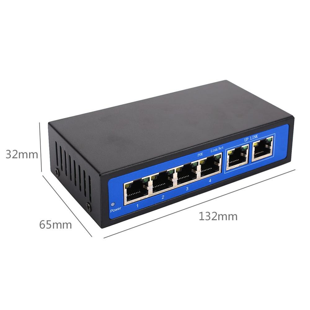Universele Poe Ethernet Switch Ip Telefoon Thuis Router 4 + 2 Poorten RJ45 250M Draadloze Ap Enterprise Netwerken Cctv beveiliging Ip Camera