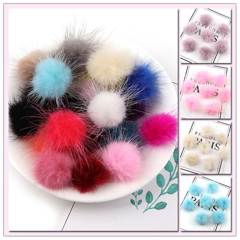 10Pcs Diy Pompon Nertsen Pompoms 3Cm Faux Fur Ballen Voor Naaien Op Gebreide Sleutelhanger Sjaal Schoenen Kleding Hoeden diy Sieraden Accessoire