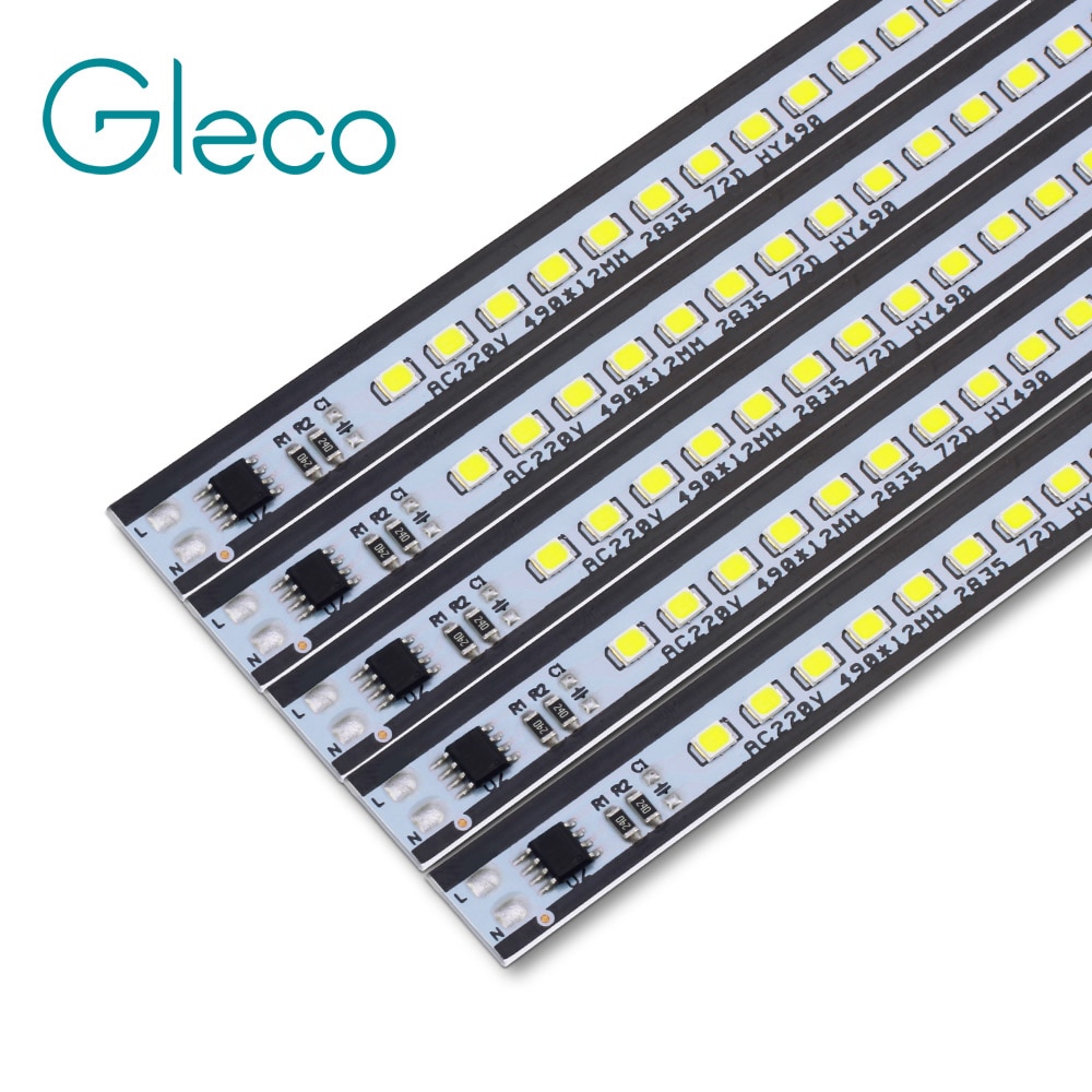 20 stks x 49 cm LED Bar Licht 2835 SMD 72 LEDs 220 v aluminium PCB LED Strip Voor DIY verlichting project niet nodig driver