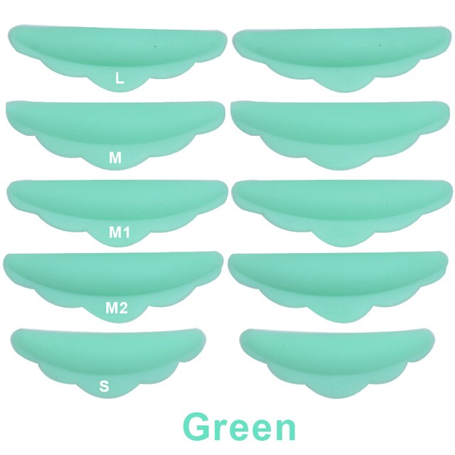 Zestaw do podnoszenia rzęs 5 para podkładka silikonowa rzęsy Perm podkładki przedłużanie rzęs akcesoria 3D zalotka aplikator narzędzia: 5 pairs green
