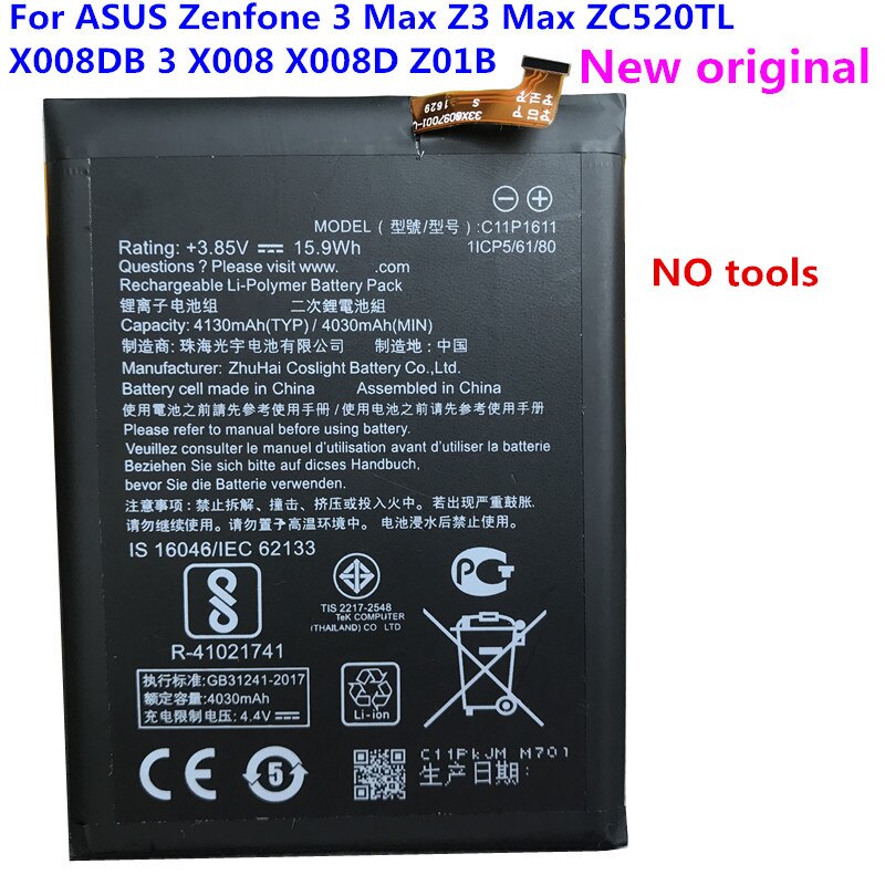 Batteria Runboss C11P1611 - 4130mAh - per ASUS Zenfone Pegasus 4S Max Plus M1 ZB570TL X018DC: Batteria senza attrezzi