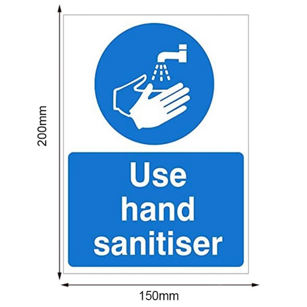 5pcs PVC Warning Reminder Sticker Reminder Waterproof Decal Sticker Sign Please Use Hand Sanitizer Self-adhesive Paper