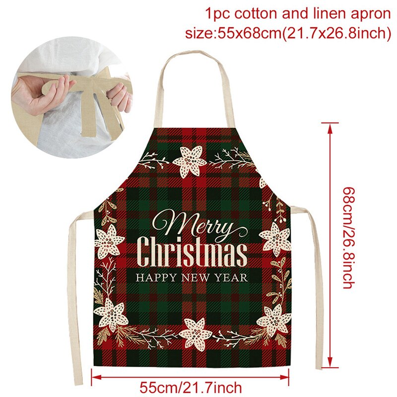 Tablier de noël joyeux noël treillis imprimé sans manches coton lin tabliers pour hommes femmes outils de nettoyage à domicile: Style 9