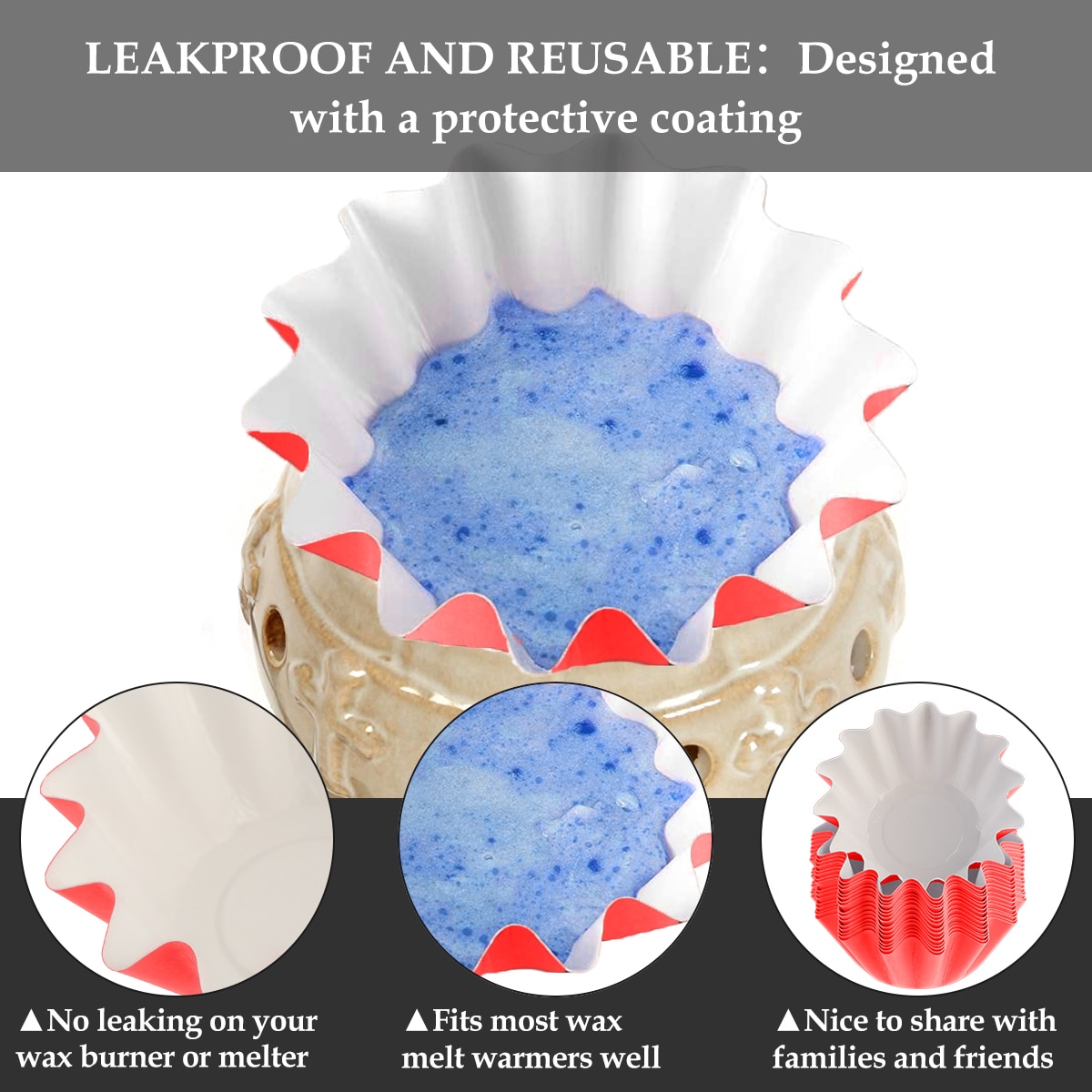 Wax Melt Warmer Liners Reusable Wax Liner Candle Popper Liner Leakproof Wax Tray for Scented Wax Electric Wax Warmers CIQ