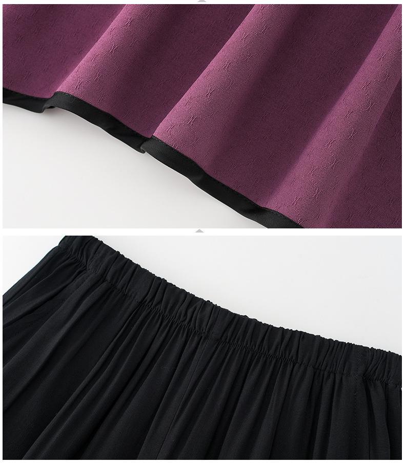 Broderi forår sommertøj til midaldrende mor todelt sæt til kvinder outfit halværmet top bukser sæt bedstemor jakkesæt