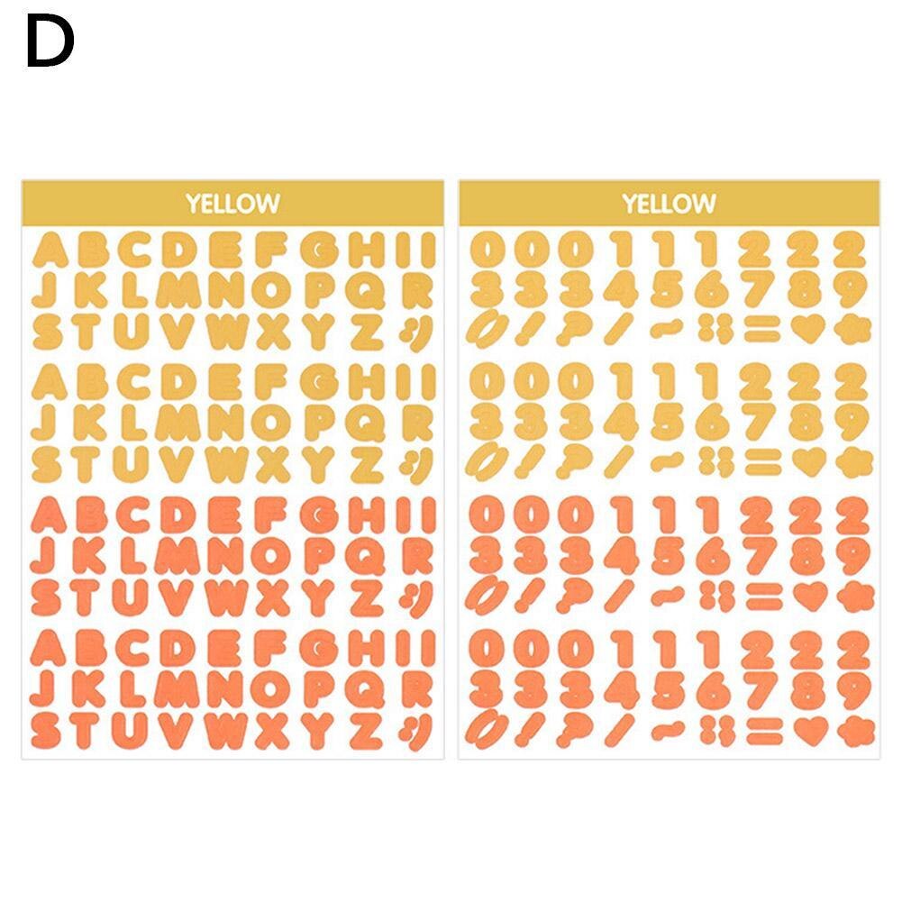 Korean 2pcs Number Digital Sticker Letter Alphabet Stickers Notebook Planner Stationery Scrapbooking Cute Journaling Decora Y1S0: yellow