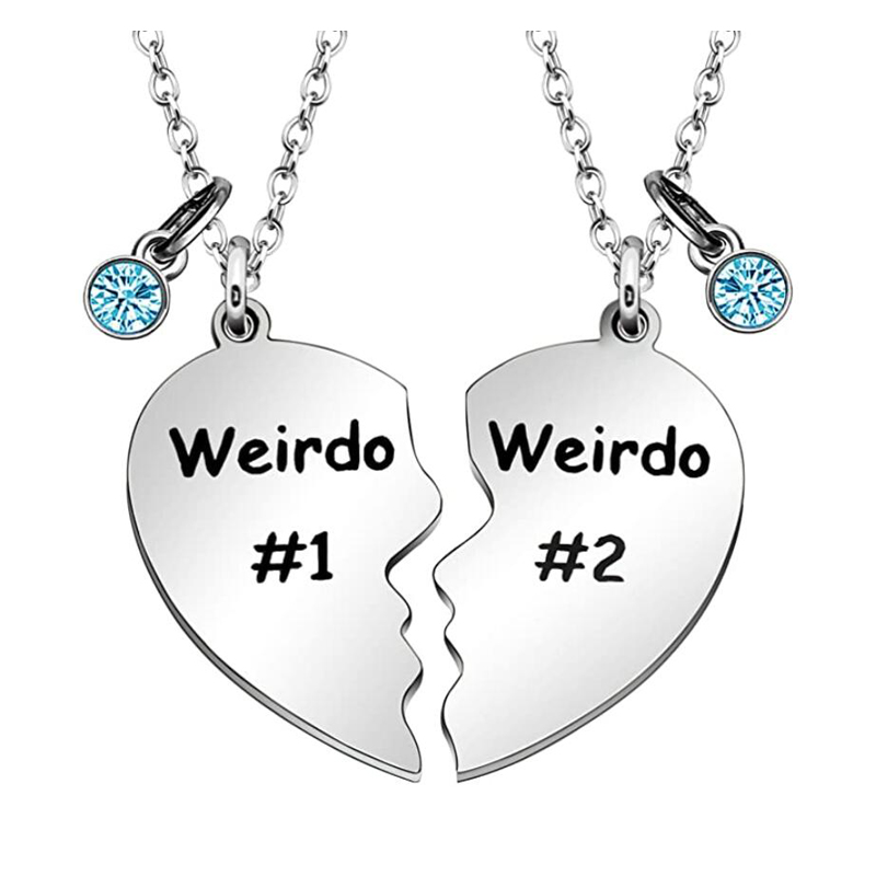 Vriendschapsgeschenken, Werirdo 1 & Weirdo 2 twee split met geboortesteen bedels hart hanger kettingen, BFF voor beste vriend