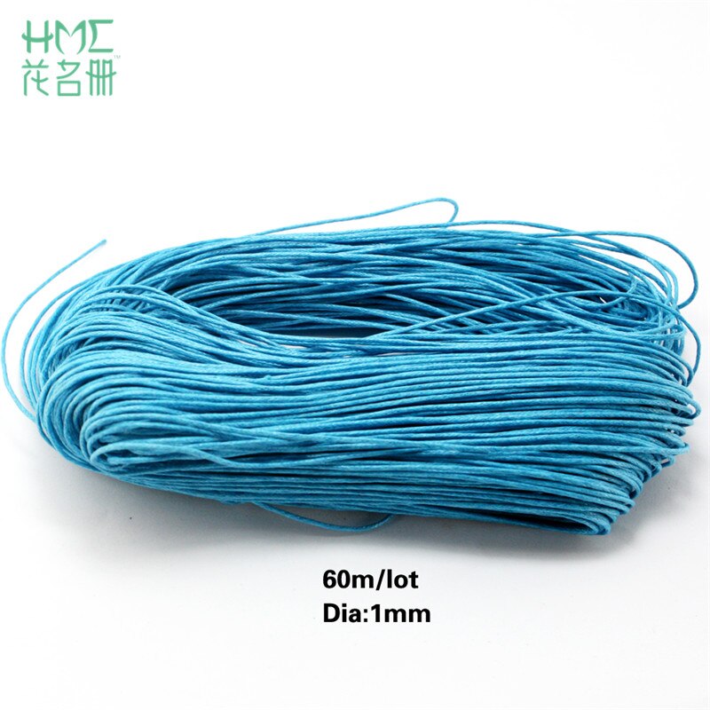 60m/lot 1mm Thread Cotton Waxed Cord String Strap Necklace Bead Rope for Sewing DIY Necklace Bracelet Jewelry Making: Turquoise