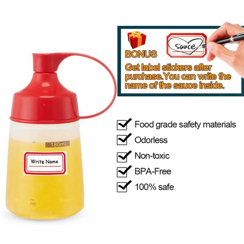 Bouteille de compression de Sauce de bouteille de compression d'assaisonnement, pour le distributeur de nourriture de récipient de vinaigrette de sirop (petite bouche, 6 onces)