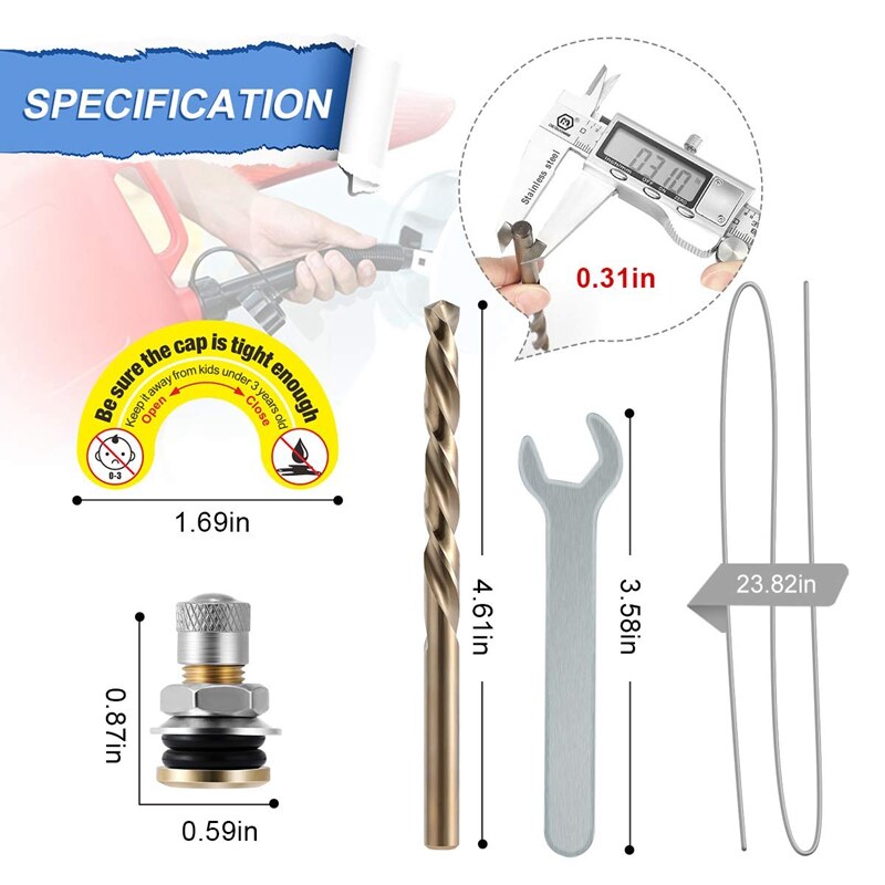 Universal Car Fuel Gas Can Vent Caps Stainless Steel Gas Can Replacement Vent Plug Gas Jug Vent Caps
