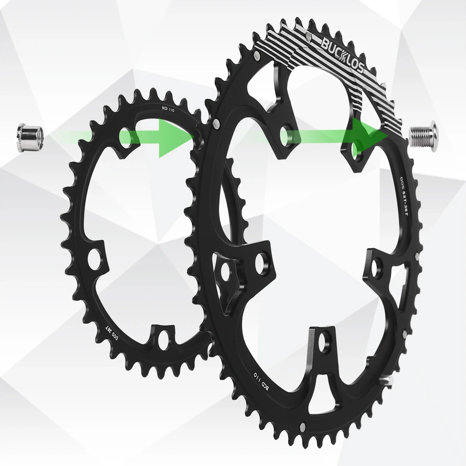 BUCKLOS Bicycle Chainwheel 110BCD Bike Crown Chain Ring Road Bike Double Chainring 50-34T 52-36T 53-39T 4/5 Claws Tooth Plate