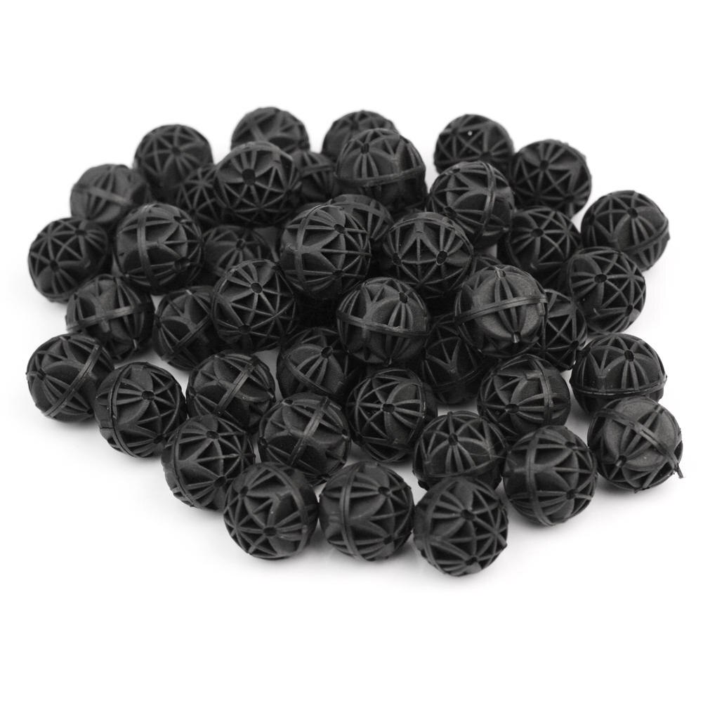 50 stuks/partij zwart 16mm biologische bioballen aquarium vijver vissenkom nat/droog filter schoon media aquarium accessoires