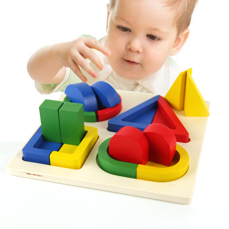 Nuovi bambini giocattolo in legno educazione precoce forma geometrica coppia potere intellettuale 1-3 anni assemblato a bordo giocattoli didattici