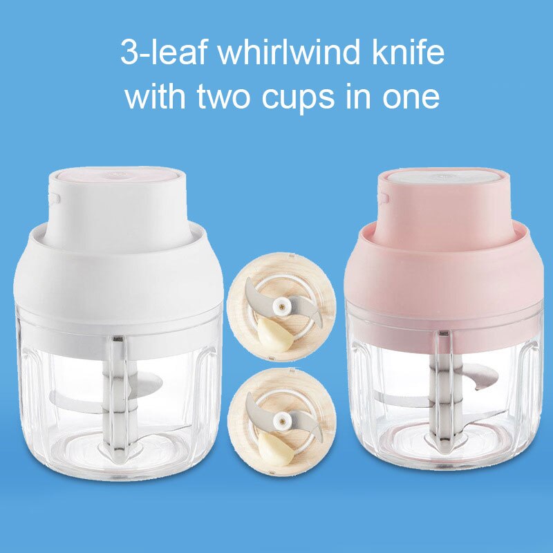 Wireless Portable Electric Crusher 100/250ml Portable Electric Blender Multipurpose Mini USB Charging Vegetables Cup QP2