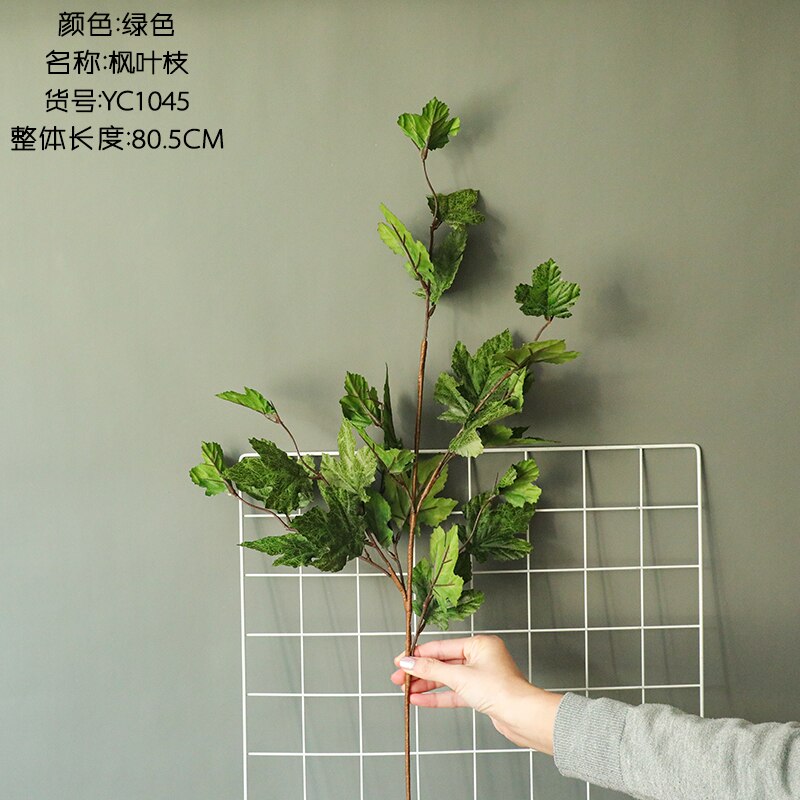 Foglie d'autunno ramo di albero di acero di seta ins vento pianta artificiale per la casa festa sbarra autunno decorazione fotografia puntelli: verde