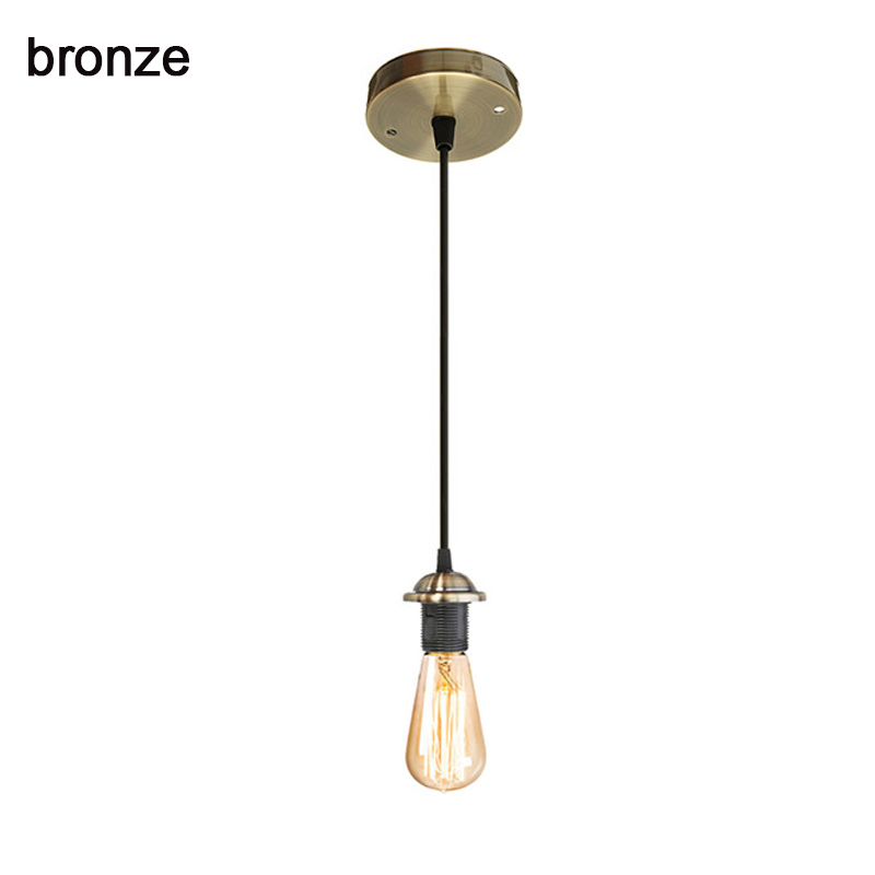 Portalámparas de luces colgantes Vintage, portalámparas E26, E27, con dientes completos, 110V, 220V, Base de lámpara de ajuste de tornillo, Retro, Bullb, Edison, 2M: Castaño