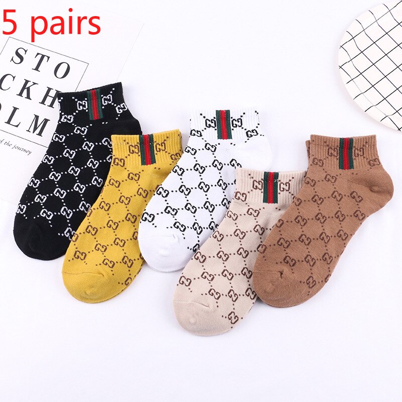 5 pairs of spring summer casual pure cotton women's socks shallow mouth sports socks breathable spring summer casual