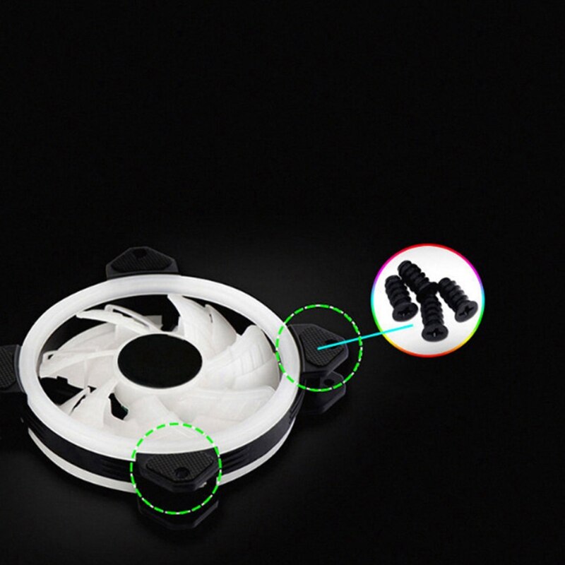 RGB Color-Changing Symphony LED Light Desktop Computer DIY Light-Emitting Cooling Fan LED Case Fans Computer Cooling Fan(Round F