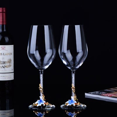 Lead-free Crystal Glass Red Wine Glass Goblet Champagne Cup Diamond Foot Wine Glass Home Drink Ware Cup Nice Wedding: blue