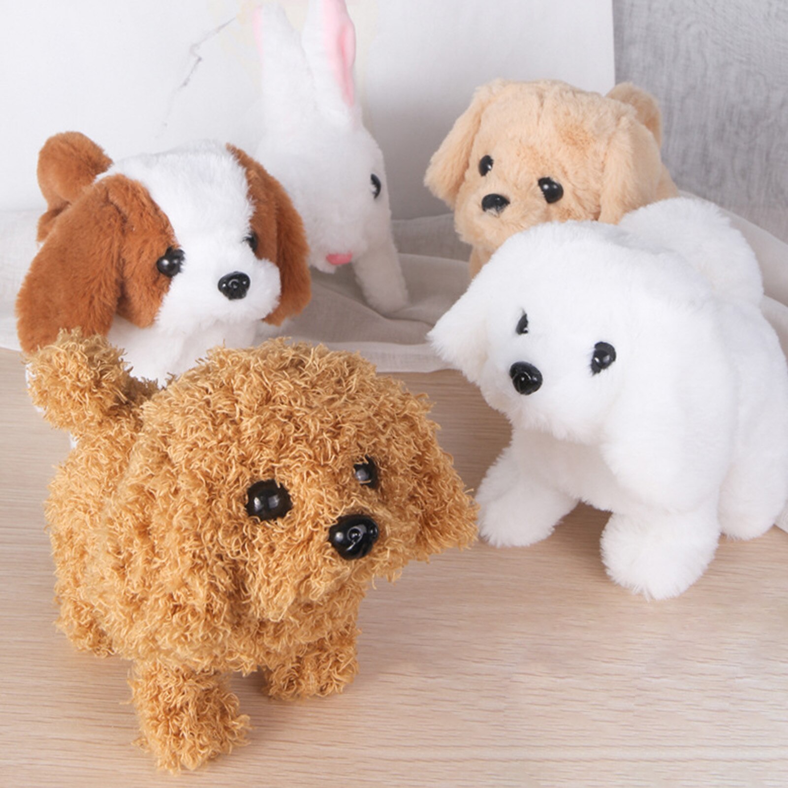 Electric Plush Simulation Teddy Corgi Dog Rabbit Tail Wagging Ass Shaking Scream Toy Ornaments