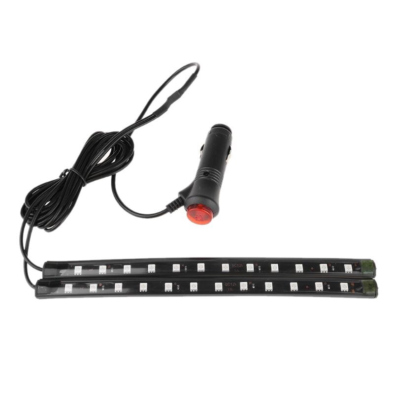 superventas blanco 2X12 LED Interior del coche suelo piso decoración atmósfera Luz de tira de neón