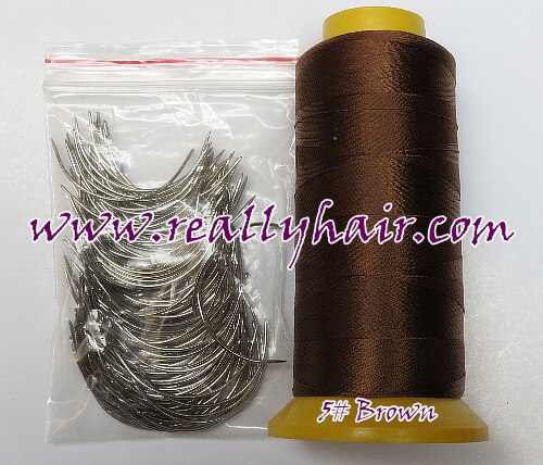 1 Roll Bruin haar weven draad/Nylon Draad en 150 stks Weven naalden C soort naalden 3 types weven naald als