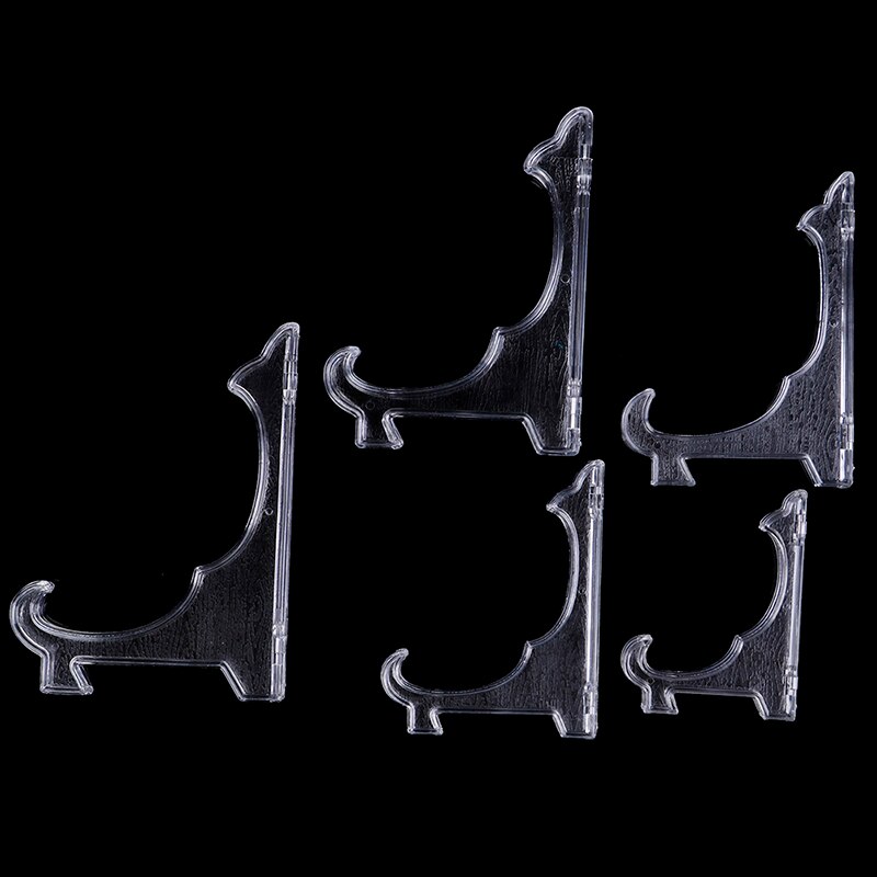 ! 5 stk mini klar plast mynt mineraler plater kort emblem display staffeli stativ holder