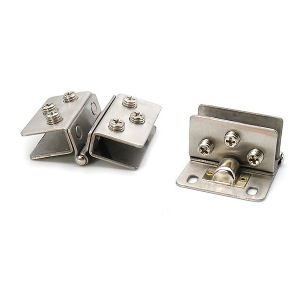 Stainless Steel Glass Door Clip Hinge Free Perforated Cupboard Glass Door Single And Double Hinge Furniture Hardware Accessories