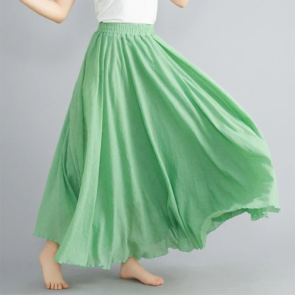 Clothes Women Clothing Skirts Vintage Y2k Streetwear Bohemian Cotton Linen Casual Vestido De Festa Long Skirt
