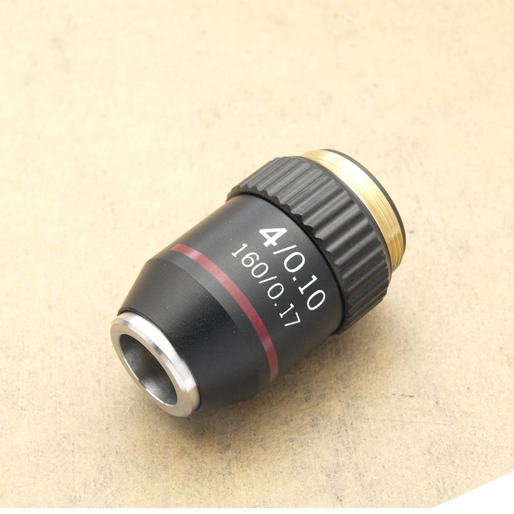 RMS Thread 160/0.17 4X 10X 20X 40X 60X 100X(oil) Biological Microscope Objective Lens: 4X