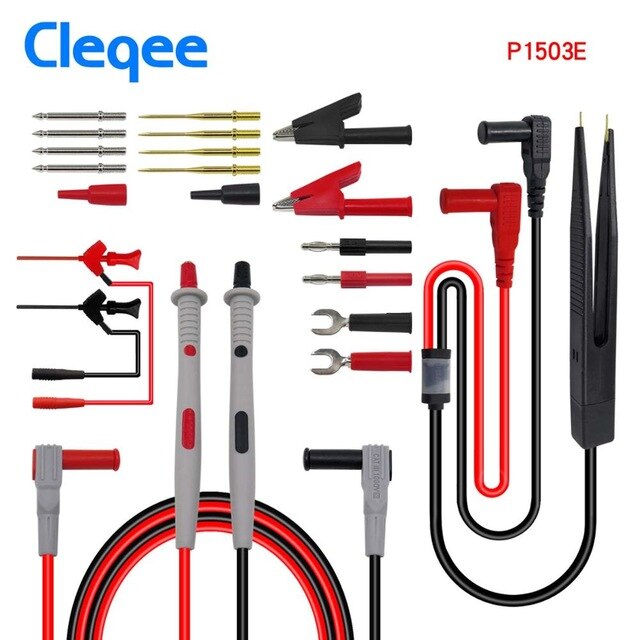 Cleqee Multimeter Probe Probes Replaceable Needles Test Leads Kits Probes For Digital Multimeter Cable Feeler For Multimeter: P1503E