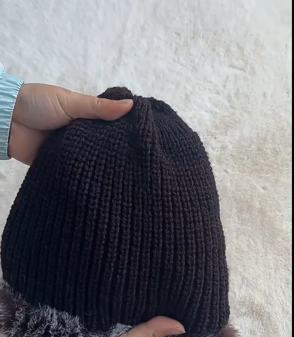 Dames RealRabbit bontmuts harige gebreide muts warme muts ski schedel cap