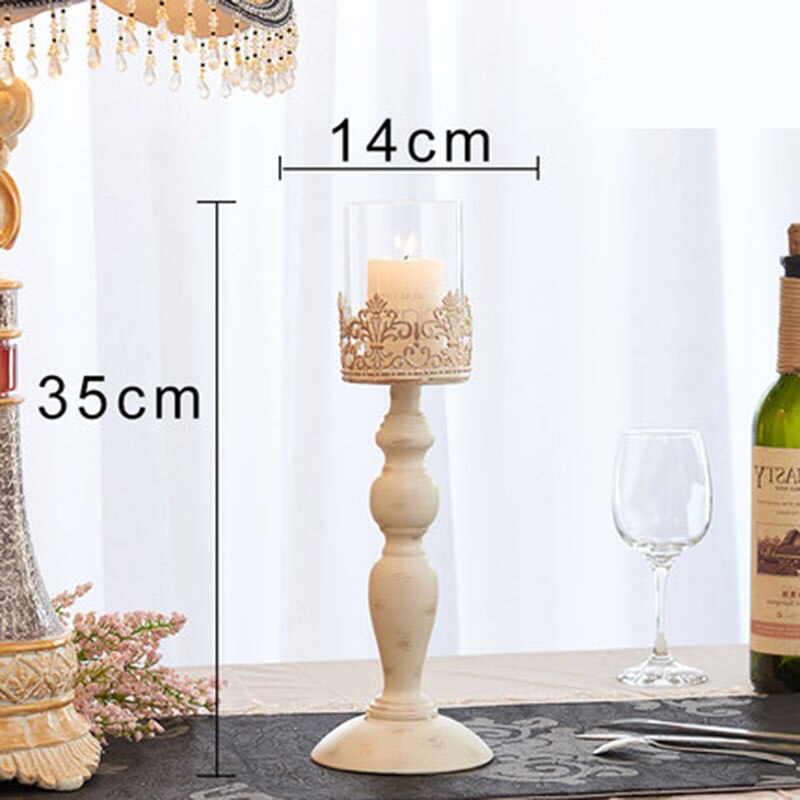 Moderne zwarte kandelaar metalen glas Nordic grote Kroonluchter licht marokkaanse kandelaar bruiloft centerpieces voor tafels 50ZT0008: White M