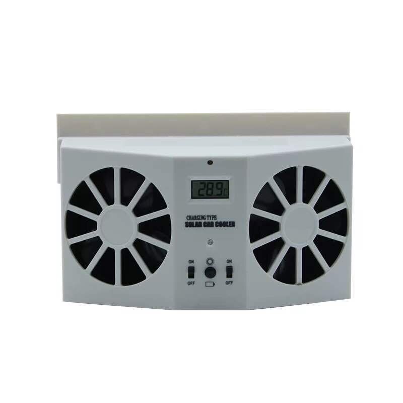 Solar- Auto Ventilator Universal- Entgiftung Desodorierung Kühlung Kühler Auspuff Fan Auto Automatische Fenster Luft entlüften Fan: zwei Köpfe Weiß