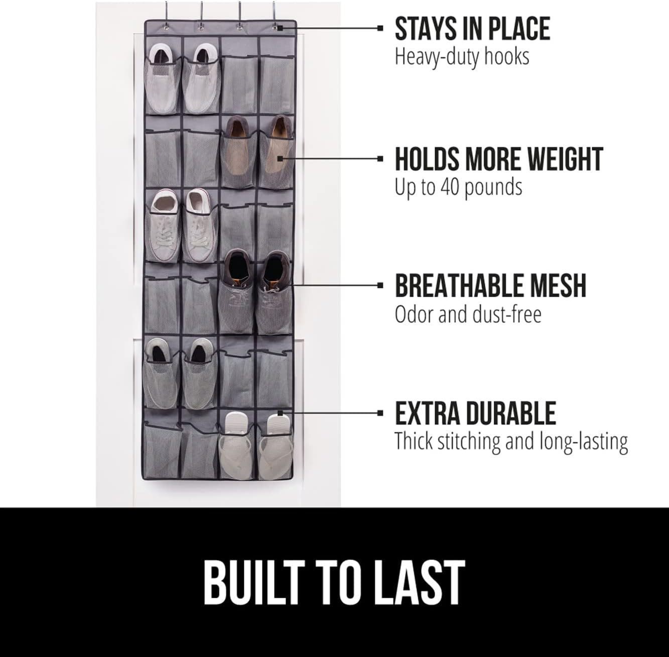 Organizer na buty robić zawieszenia na drzwi, 24 oddychające kieszenie z siatki, oszczędzający miejsce wieszak na buty, akcesoria itp.