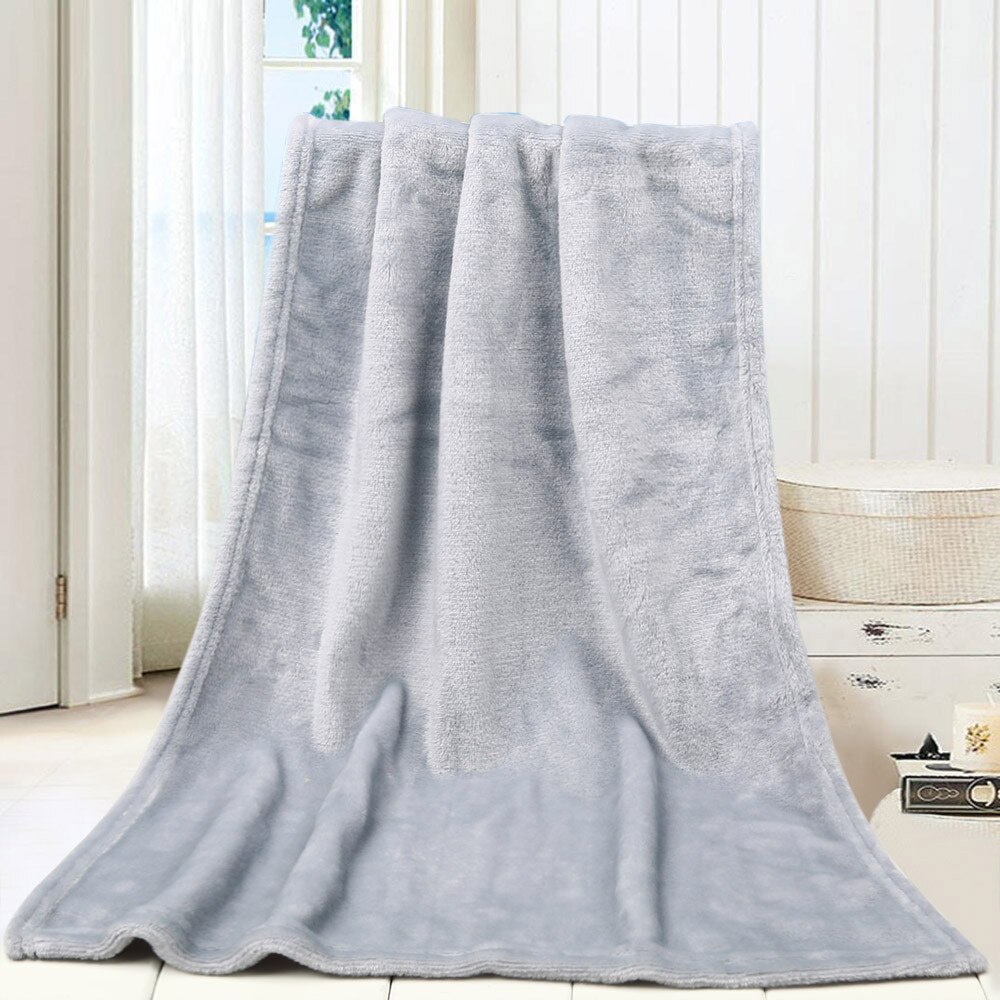 45*65CM Solid Soft Throw Kids Blanket Warm Coral Plaid Blankets Flannel Nordic Sofa Bed Living Room Blanket Decorative: Gray