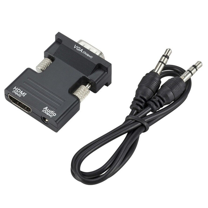 Grwibeou hdmi-compatible to vga adapter cable, male to female, hd to vga adapter, 1080p digital-analog video/audio for tablet pc