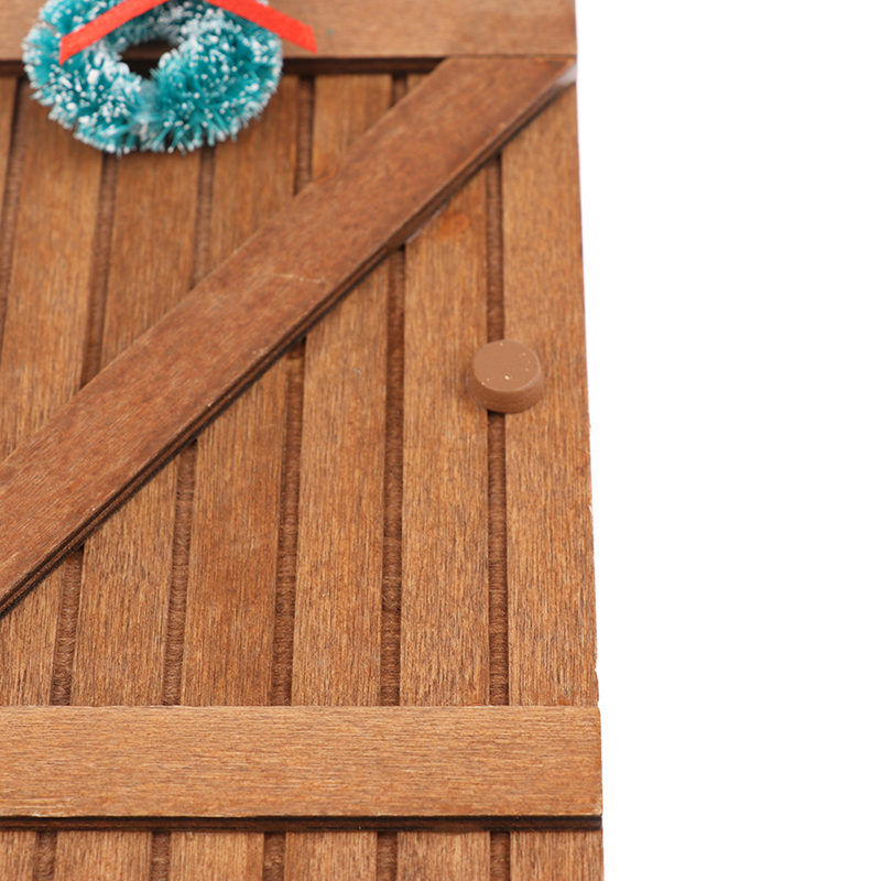 Poppenhuis Houten Deur Met Kerstkrans Externe Deur Poppenhuis Miniatuur Hout 1/12 Schaal Houseworks Diy Accessoires