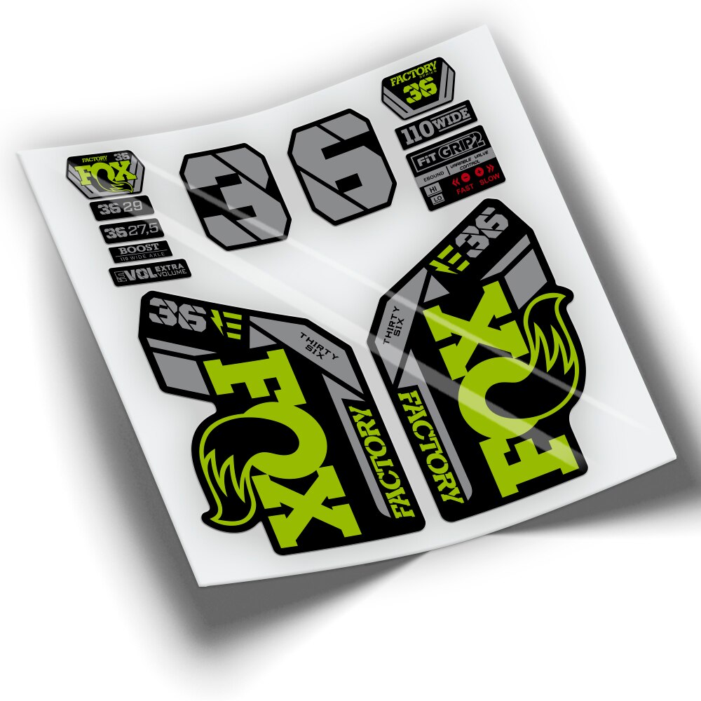 Naklejki widelec FOX 36 fabryka EBIKE 2021 BICOLOR WP428 naklejki rower górski naklejki rowerowe akcesoria rowerowe: Lime green 2